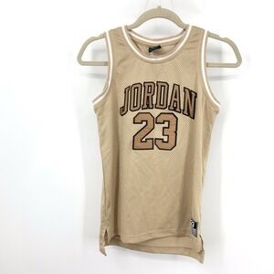 Nike Air Michael Jordan Jersey Kids Youth Large 10 12 Brown Stitched Tank Top